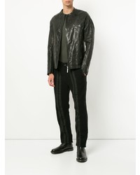 Blouson aviateur en cuir noir Isaac Sellam Experience