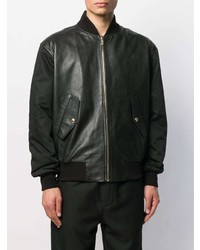 Blouson aviateur en cuir noir VERSACE JEANS COUTURE