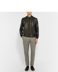 Blouson aviateur en cuir noir Tom Ford