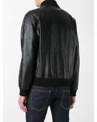 Blouson aviateur en cuir noir Saint Laurent