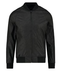 Blouson aviateur en cuir noir Urban Classics