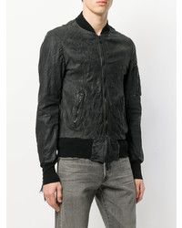 Blouson aviateur en cuir noir Giorgio Brato