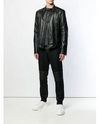 Blouson aviateur en cuir noir Les Hommes