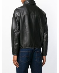 Blouson aviateur en cuir noir Emporio Armani