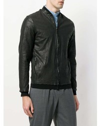 Blouson aviateur en cuir noir Salvatore Santoro