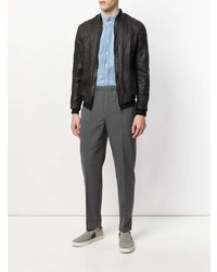 Blouson aviateur en cuir noir Salvatore Santoro