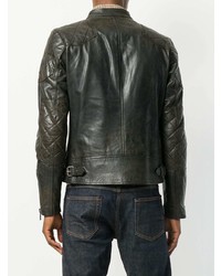 Blouson aviateur en cuir noir Belstaff