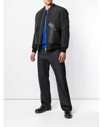 Blouson aviateur en cuir noir Drome