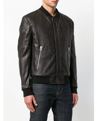 Blouson aviateur en cuir noir Drome