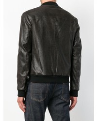 Blouson aviateur en cuir noir Drome