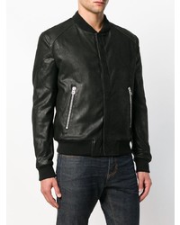 Blouson aviateur en cuir noir Drome