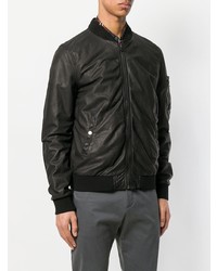 Blouson aviateur en cuir noir Drome