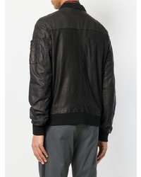 Blouson aviateur en cuir noir Drome