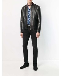 Blouson aviateur en cuir noir DSQUARED2