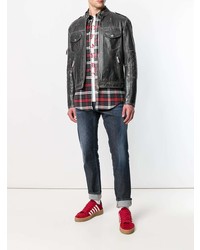 Blouson aviateur en cuir noir DSQUARED2