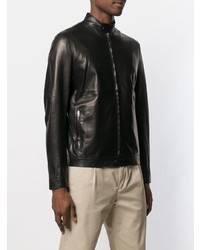 Blouson aviateur en cuir noir Salvatore Santoro