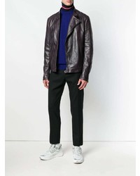 Blouson aviateur en cuir pourpre foncé Dolce & Gabbana