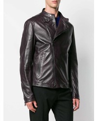 Blouson aviateur en cuir pourpre foncé Dolce & Gabbana