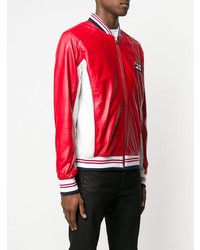 Blouson aviateur en cuir rouge Fila