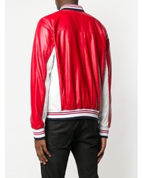 Blouson aviateur en cuir rouge Fila