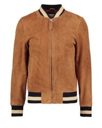 Blouson aviateur en cuir tabac Schott NYC