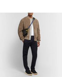 Blouson aviateur en daim marron clair Acne Studios