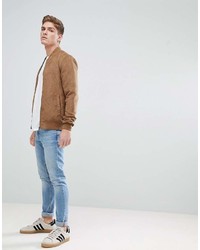 Blouson aviateur en daim marron clair Solid