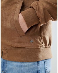 Blouson aviateur en daim marron clair Solid