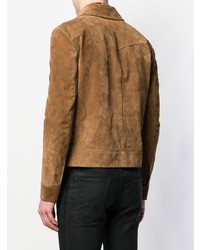 Blouson aviateur en daim marron clair Saint Laurent