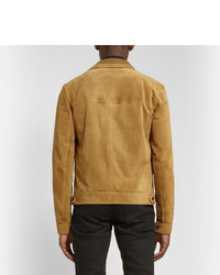 Blouson aviateur en daim marron clair Saint Laurent