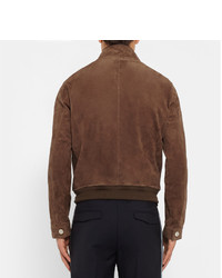 Blouson aviateur en daim marron Gucci