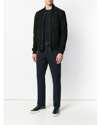 Blouson aviateur en daim noir Corneliani