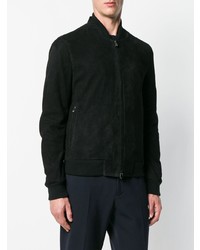 Blouson aviateur en daim noir Corneliani