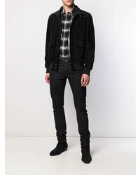 Blouson aviateur en daim noir Tom Ford