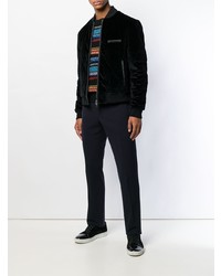 Blouson aviateur en daim noir Larusmiani