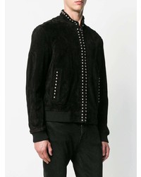 Blouson aviateur en daim noir Saint Laurent