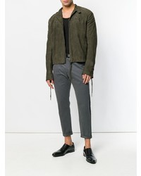 Blouson aviateur en daim olive Haider Ackermann