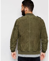 Blouson aviateur en daim olive Asos