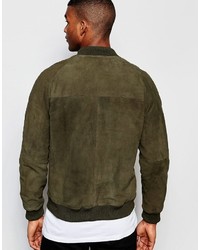 Blouson aviateur en daim olive Asos