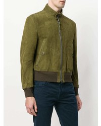 Blouson aviateur en daim olive Tom Ford