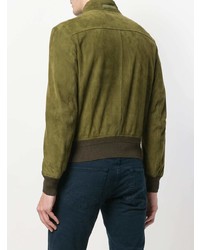 Blouson aviateur en daim olive Tom Ford