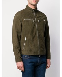 Blouson aviateur en daim olive Eleventy