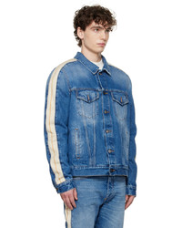 Blouson aviateur en denim bleu Palm Angels