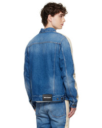 Blouson aviateur en denim bleu Palm Angels