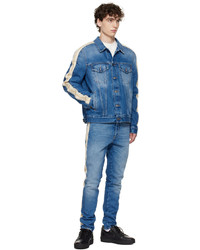 Blouson aviateur en denim bleu Palm Angels