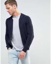 Blouson aviateur en denim en tricot bleu marine