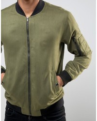 Blouson aviateur en denim olive ONLY & SONS