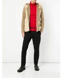 Blouson aviateur en fourrure beige Loveless