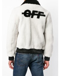 Blouson aviateur en fourrure imprimé blanc et noir Off-White