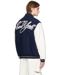 Blouson aviateur en laine à carreaux bleu marine Tommy Jeans